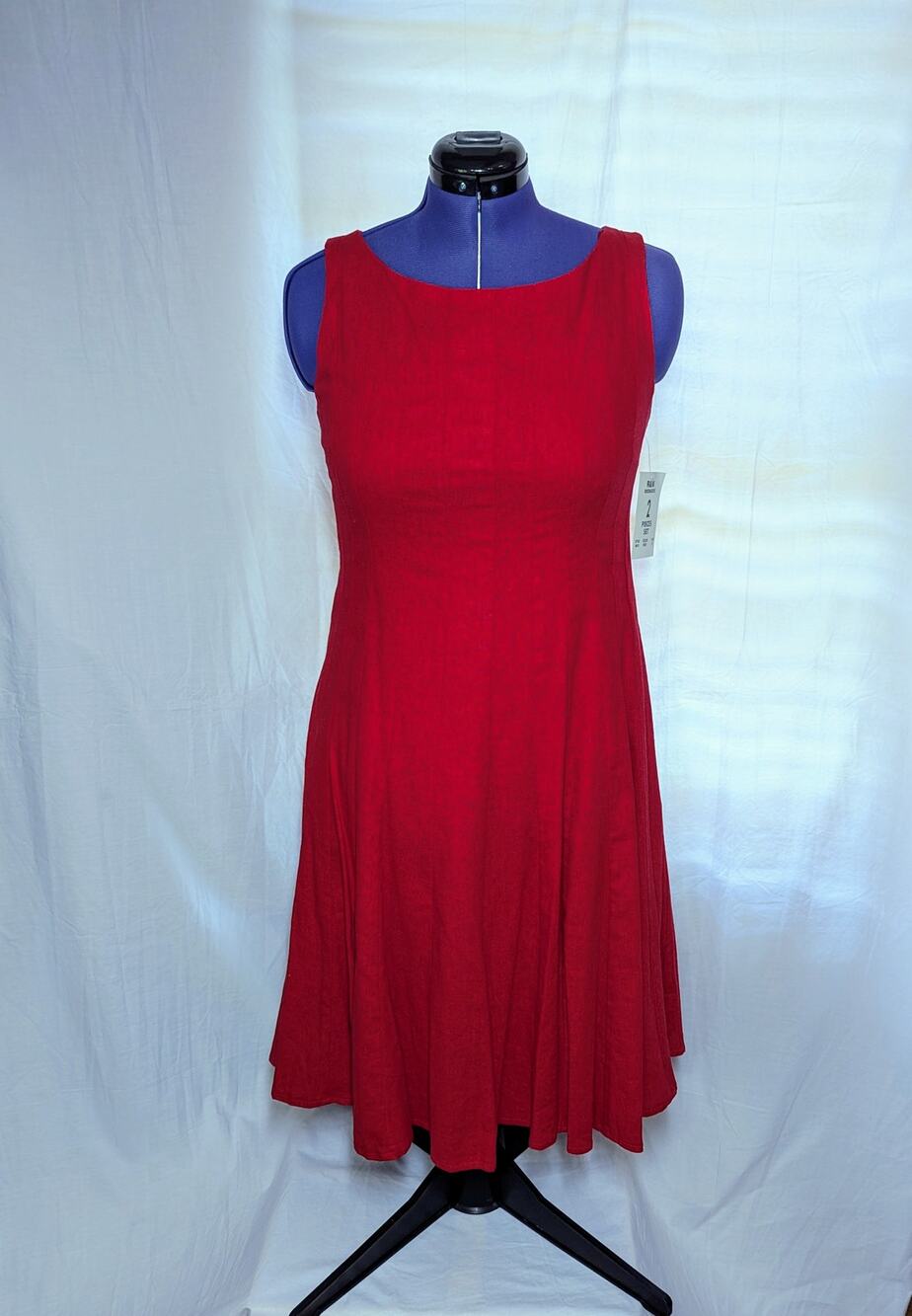 R&M Richards 2-Pc Red Sleeveless Dress & Bolero Jacket Set. Size 12. NWT.